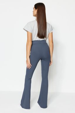 Antrasit Fitilli Flare/Ispanyol Paca Yuksek Bel Esnek Orme Tayt Pantolon TWOSS23PL00135