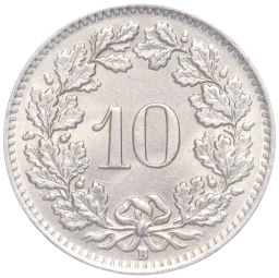 Монета 10 раппенов 1949 года Швейцария