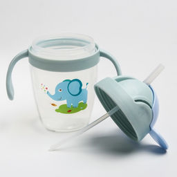 Поильник с силиконовой трубочкой 200 мл., с ручками, цвет МИКС - Simaland фото 2