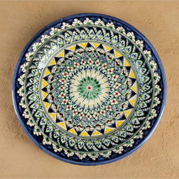 Тарелка узбекская Риштанская Керамика «Цветы», d=26 см, синяя