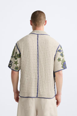CROCHET SHIRT WITH CONTRAST EMBROIDERY - Zara фото 3