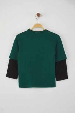 Zumrut Yesili 100% Pamuk Bask?l? Regular Fit Orme Erkek Cocuk T-Shirt TKDAW26TS00012 - Trendyolmilla фото 5