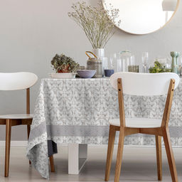 Скатерть 200х145см Льняной жаккард, длина стола до 160см, на 6-8 персон, хлопок Комфорт 171г/м2, упаковка классическая 28х41см, Домашняя мода (Россия)