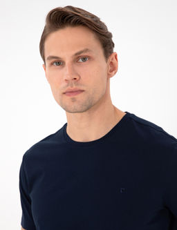Lacivert %100 Pamuk Slim Fit Bisiklet Yaka Basic Ti__rt - Pierre cardin фото 2