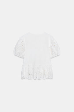 CAMISETA MANGA CORTA BORDADOS / Blanco - Zara фото 6