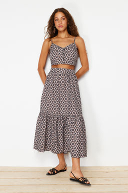 TRENDYOLMILLA Cok Renkli Desenli Klos Maxi Boy Dokuma Etek TWOSS24ET00060 фото 2