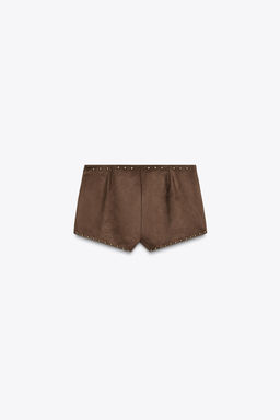 FAUX SUEDE STUD SHORTS - Zara фото 7