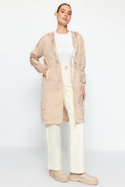 Bej Oversize Kapusonlu Su Itici Yagmurluk TWOAW24MO00280