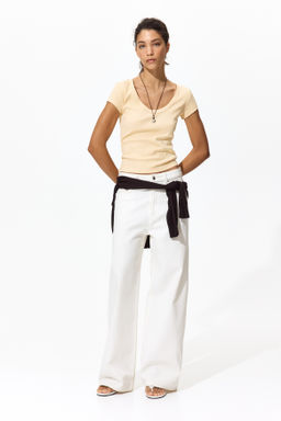Camiseta acanalada con escote en U - H&m фото 8