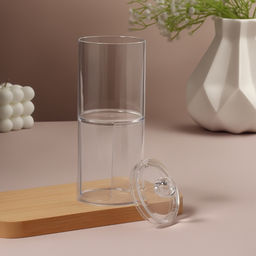 Органайзер для ватных палочек и дисков, с крышкой, 2 секции, 6.7×19 см, прозрачный