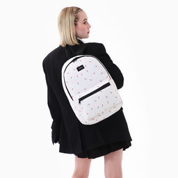 Рюкзак школьный текстильный Цветы, 42?14?28 см, белый - Nazamok фото 12