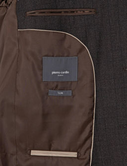 Kahverengi Slim Fit Y_n Kar___ml_ Ekose Tak_m Elbise