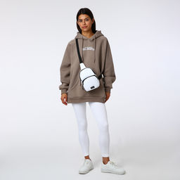 Сумка-слинг на молнии TEXTURA, наружный карман, белая