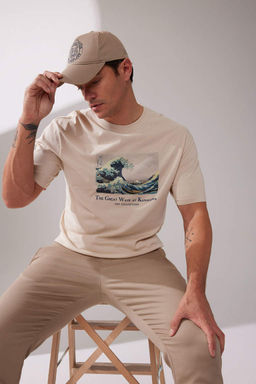 Футболка Art Hokusai Relax Fit с круглым вырезом, 100 % хлопок, с короткими рукавами