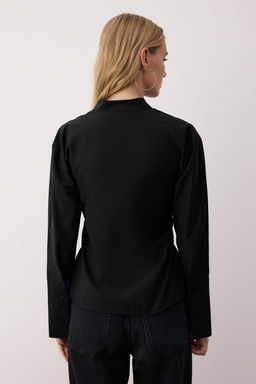 Siyah Kusakl? Onu C?tc?tl? Ayarlanabilir Gomlek TWOAW26GO00067