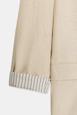 BLAZER CON LINO MANGA REMANGADA / Beige claro - Zara фото 7
