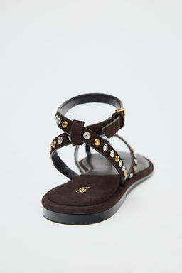 BEADED LEATHER SANDALS - Zara фото 4
