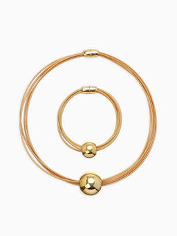 Набор 2 предмета: колье, браслет Бусина на нитях, цвет золото