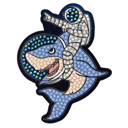 Кристальная (алмазная) мозаика ФРЕЯ ALVM-081 магнит Астронавт на акуле 8 х 10.5 см