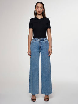 CONTE CON-637 Широкие джинсы wide leg с необработанным краем light blue