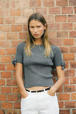 RIBBED KNIT SWEATER WITH BOWS - Zara фото 2
