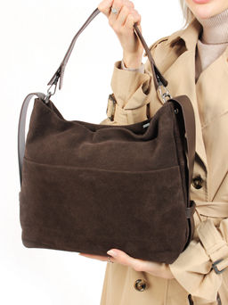 LACCOMA сумка АУ9902-Ф-коричневый натуральная замша хлопок  фото 7