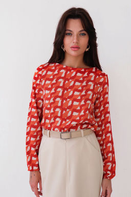 Блуза прямого силуэта с вырезом лодочка - Martichelli фото 4