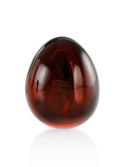 Красивый глянцевый кусочек натурального янтаря тёмно-вишнёвого цвета