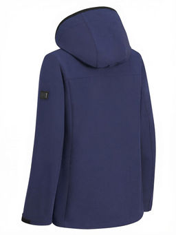Ветровка женская софтшелл виндстоппер с капюшоном спортивная темно-синего цвета 9616_1TS