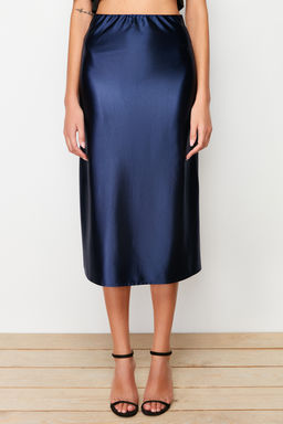 TRENDYOLMILLA Indigo Saten A Kesim/Can Form Midi Orme Etek TWOAW24ET00088 фото 16