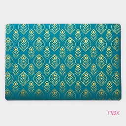 Салфетки сервировочные на стол Доляна «Перья», 4 шт., 30×45 см, бирюзовые