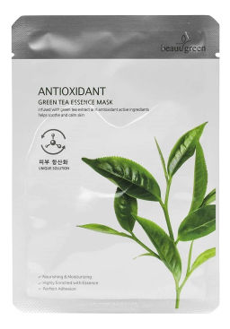 BeauuGreen Premium Green Tea Essence Mask, 23g - Тканевая маска с экстрактом зеленого чая