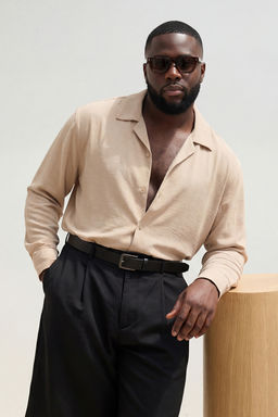 TRENDYOL MAN Siyah Regular Fit Fit Apas Yaka Yazl?k Keten Gorunumlu Buyuk Beden Gomlek TMNSS24AX00012 - Trendyolmilla фото 17