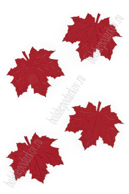 Лазерная вырубка из фетра "Листик кленовый" 4,6 см (10 шт) красный №837