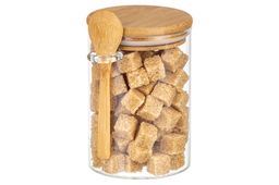 Банка д/хранения 550 мл 10,5*8,5*12,5 см Crystal glass + бамбук.крышка + бамбук.ложка, стекло
