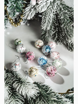 Цена за 3 шт. Ёлочные игрушки Цветная посыпка, шары новогодние, d=3 см, набор 12 шт. - Зимнее волшебство фото 3