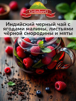 Мятная малинка Черный ароматизированный чай "GRUNBERG" LITE "