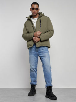 Куртка мужская зимняя с капюшоном спортивная великан цвета хаки 8335Kh - Wonderrman фото 19