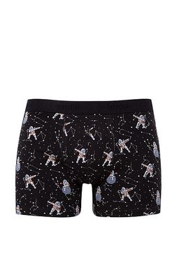 Bask?l? Siyah Boxer