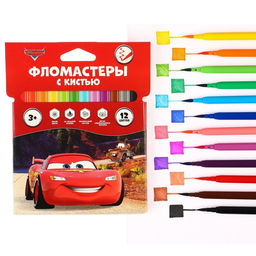 Фломастеры с кистью, 12 цветов, Тачки - Disney фото 8