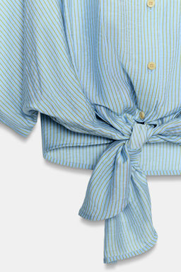 CAMISA RAYAS NUDO / Azul claro