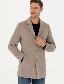 Bej Y_n Kar___ml_ Slim Fit Ka_e Kaban