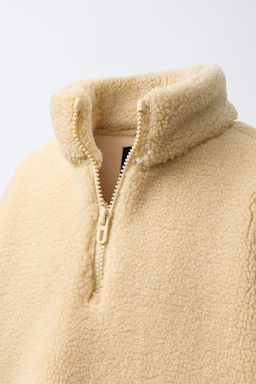 FAUX SHEARLING ZIP-UP SWEATSHIRT