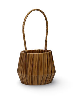 Корзина плетёная для хранения, 10×10×10 см, ручка h=10 см, пластиковая, коричневая, Greengo