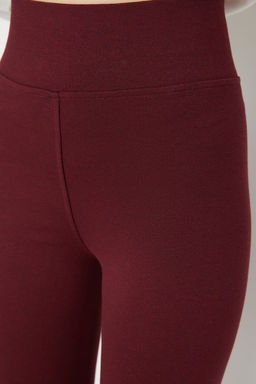 Bordo Toparlay?c? Beli Lastikli Yuksek Bel Esnek Orme Tayt TWOAW20TA0087