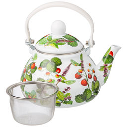 ЧАЙНИК AGNESS ЭМАЛИРОВАННЫЙ СЕРИЯ ФРУКТОВАЯ КОРЗИНА, 1,3 Л  фото 3