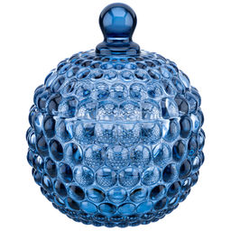 Горшочек д/меда 300 мл 11*11*13,5 см "Пузырьки" синий