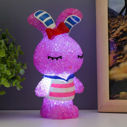 Фигурка светящаяся RISALUX «Зайка», LED-ночник, RGB, от батареек 3×LR44, 6.5×6.5×15.5 см, МИКС