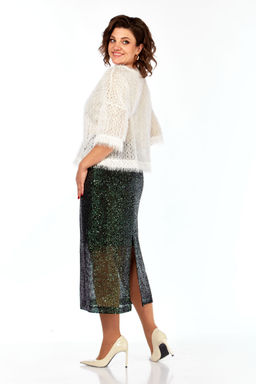 Костюм Olga Style Л413 молочный-зеленый