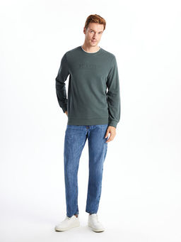 Bisiklet Yaka Uzun Kollu Bask?l? Erkek Sweatshirt - Waikiki фото 2